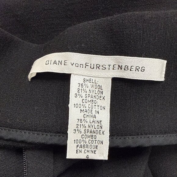 Diane VonFurstenberg Black Wool Blend Pencil Skirt High Waist Design Sz 4 - Picture 5 of 5